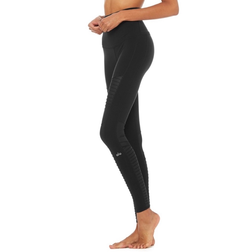 ALO Yoga extremely high waist moto leggings black
